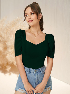 Dream Beauty Fashion Casual Solid Women Green Top