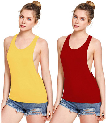 THE BLAZZE Casual Solid Women Red, Yellow Top
