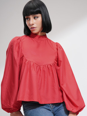 Tokyo Talkies Casual Solid Women Red Top