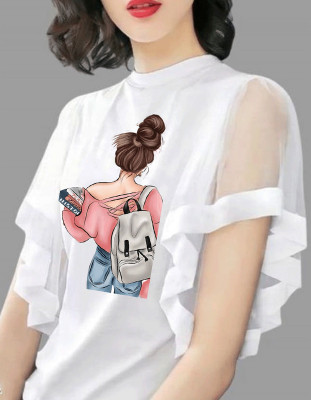 CNQFS FASHION Casual Printed Women White Top