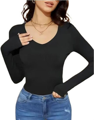 DEALZONE Casual Solid Women Blue Top