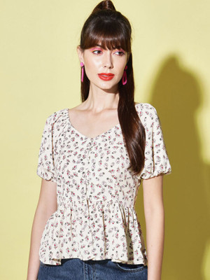 Moda Rapido Casual Printed Women White Top