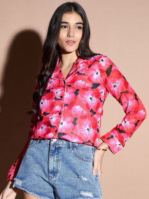 METRONAUT Casual Floral Print Women Pink Top