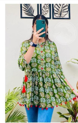 PaliwalArts Casual Floral Print Women Green Top
