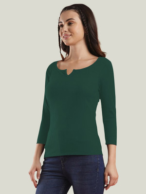 Kashonaa Casual Solid Women Dark Green Top