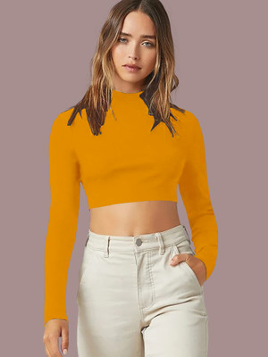 NAVYANKAA Casual Solid Women Yellow Top