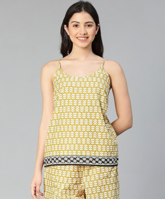 OXOLLOXO Casual Printed Women Yellow Top