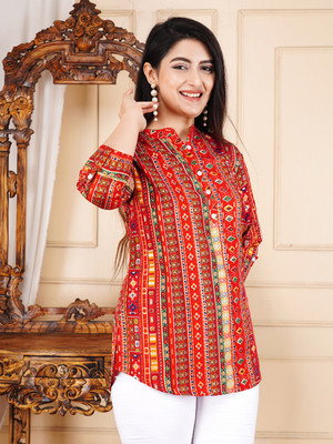 HouseOfCommon Casual Printed Women Red Top