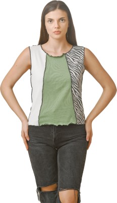Khhalisi Casual Striped Women Green Top