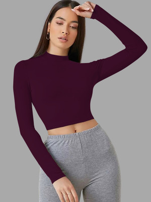 Kashonaa Casual Solid Women Purple Top