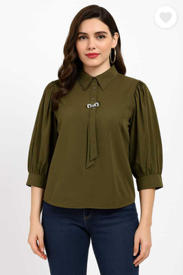 NEHA FASHIONNN Party Solid Women Green Top