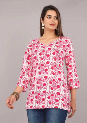 Kanika trader Casual Printed Women Pink Top