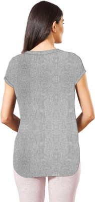 THE BLAZZE Casual Solid Women Grey Top