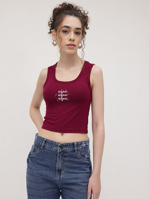 Westhood Party Solid Women Maroon Top