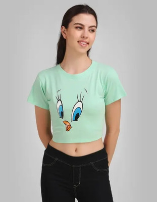 brikshi Casual Animal Print Women Light Green Top