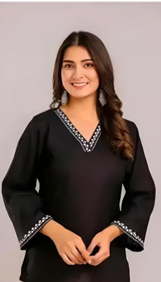 Peplemtop Casual Floral Print Women Black Top