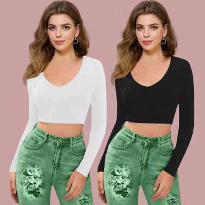 Dream Beauty Fashion Casual Self Design Women Black Top