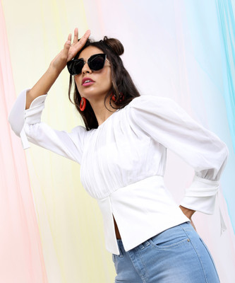 Tokyo Talkies Casual Solid Women White Top