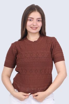 HouseOfCommon Party Self Design Women Brown Top