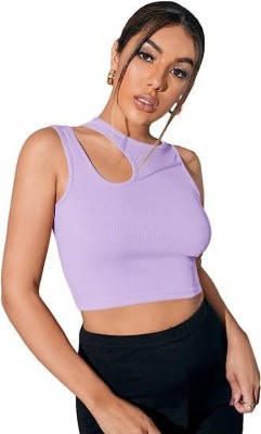 SWAGGERjns Casual Solid Women Purple Top