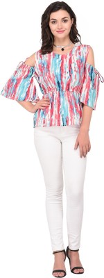 PURYS Casual 3/4 Sleeve Printed Women Multicolor Top