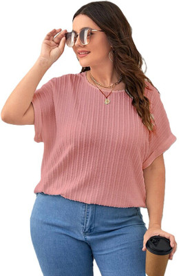 Zilcon Casual Self Design Women Pink Top