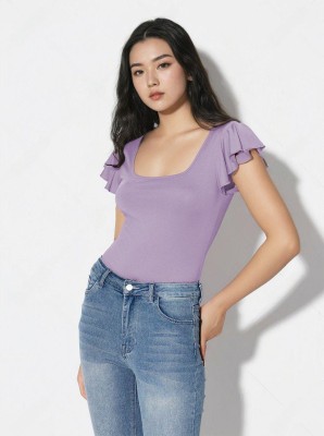 KOTTY Casual Solid Women Purple Top