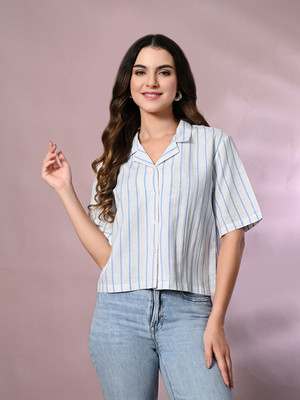 Fiorenza Party Striped Women White Top