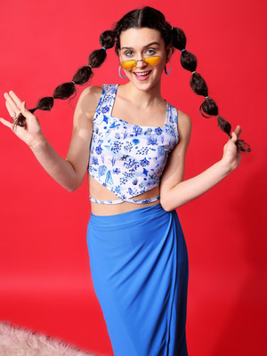 PURVAJA Party Floral Print Women Blue Top