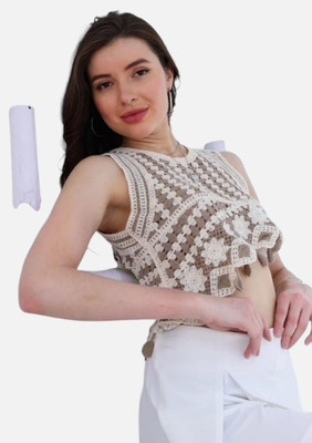 Emprace Casual Self Design Women White Top