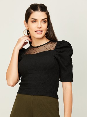 Ginger by Lifestyle Casual Solid Women Black Top