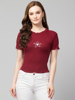 Indy Made Casual Printed Women Maroon Top