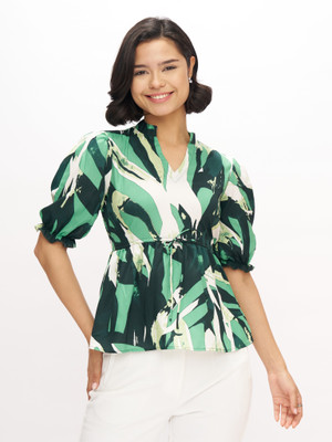 AASK Casual Printed Women Green Top