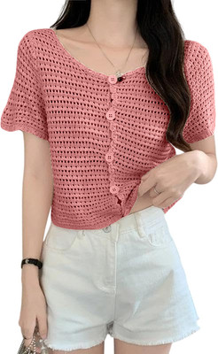 mystify Casual Self Design Women Pink Top