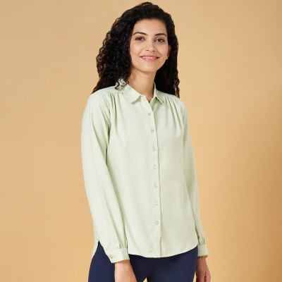 Annabelle by Pantaloons Casual Solid Women Light Green Top