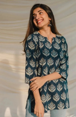 mezgown Casual Printed Women Blue Top