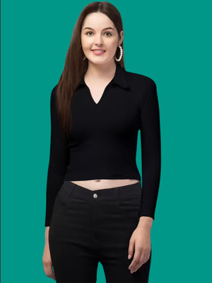 Maheshvi Casual Solid Women Black Top