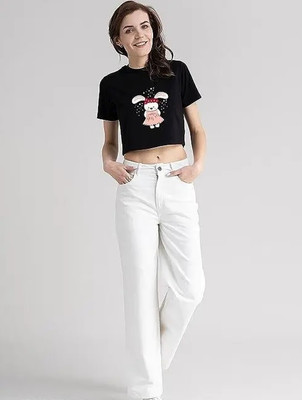 brikshi Casual Animal Print Women Black Top