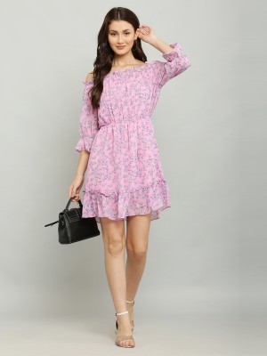 Absorbing Women Fit and Flare Pink Dress