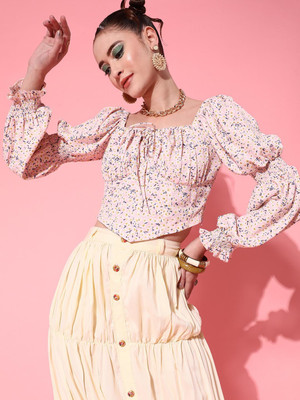 STREET9 Casual Floral Print Women Pink Top
