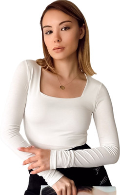SIGHTBOMB Casual Solid Women White Top