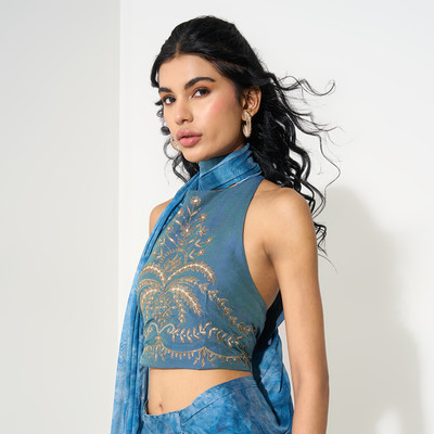Akkriti by Pantaloons Casual Solid Women Blue Top
