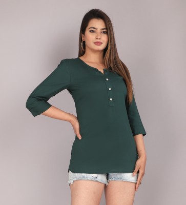 BM enterprises Casual Solid Women Green Top