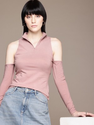 Roadster Casual Solid Women Pink Top