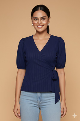 KATLINE Casual Solid Women Dark Green Top