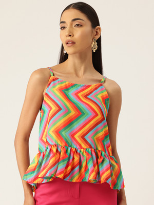 Feranoid Retail Party Chevron/Zig Zag Women Multicolor Top
