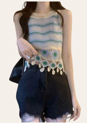 Epicedesigns Casual Self Design Women Blue Top