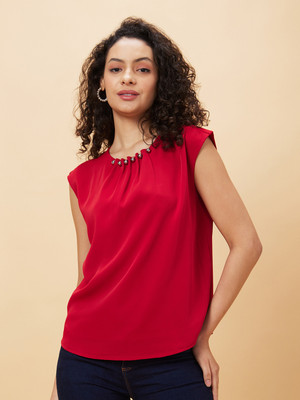 Globus Casual Solid Women Red Top