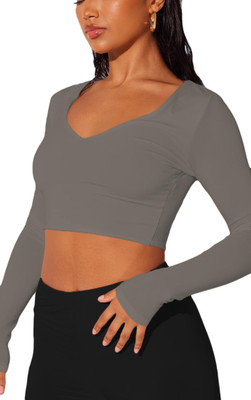 THE BLAZZE Casual Solid Women Silver Top