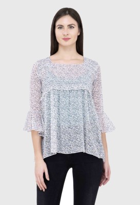 POPWINGS Casual Printed Women White Top